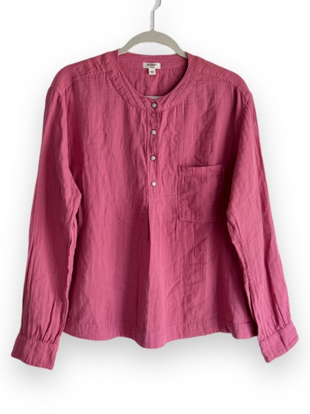 Dylan Pink 100% Cotton Gauze Long Sleeve Shirt Size M